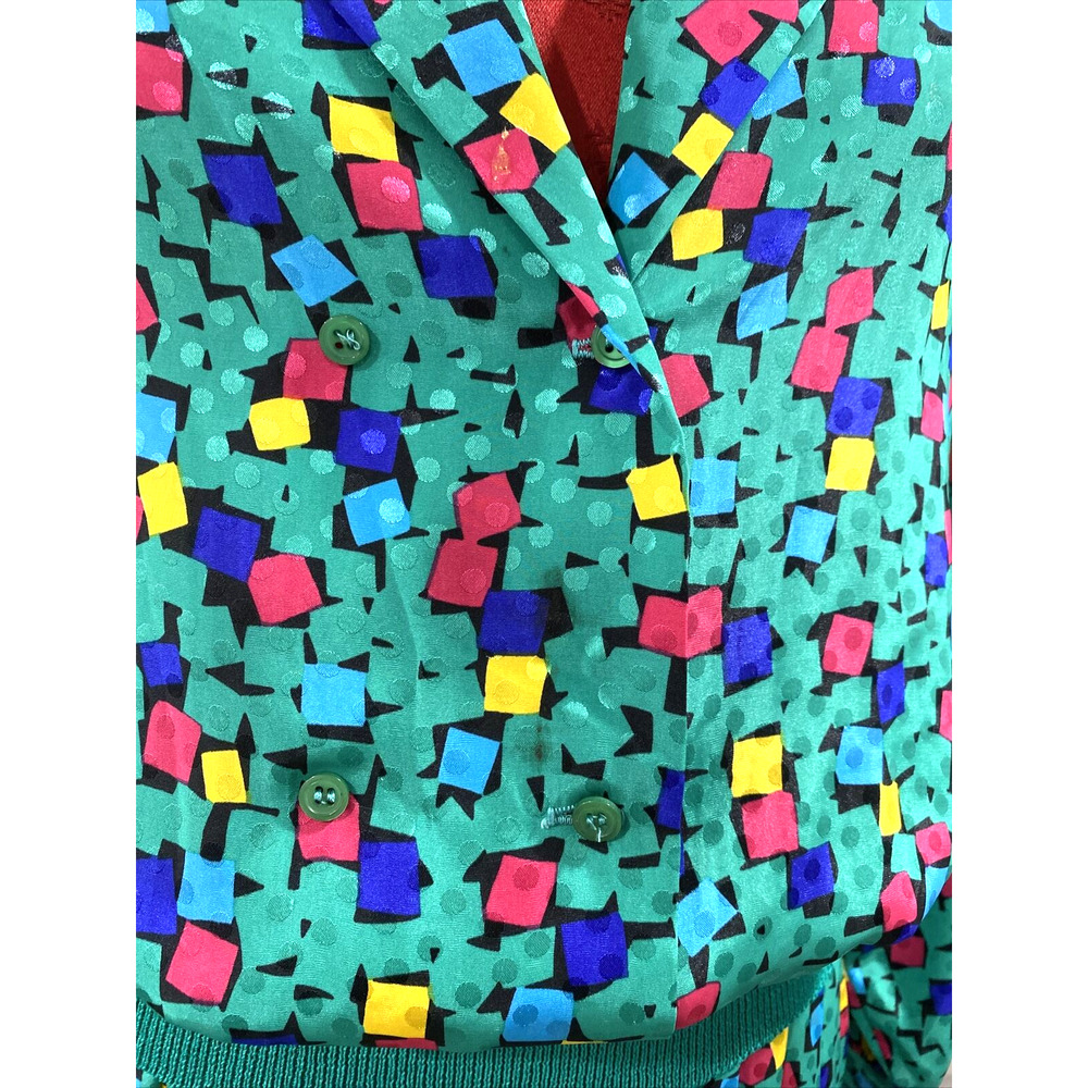 Vintage skirt set 1980’s US size 10 silky green polyester pleated skirt 2-pc - Picture 3 of 11